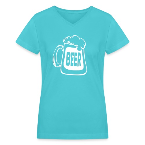 Beer Mug Custom Text T-shirt - Women's V-Neck T-Shirt