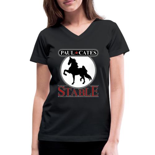 Paul Cates Stable dark shirt with sleeve decal - Women's V-Neck T-Shirt