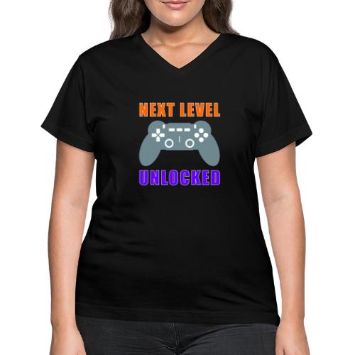 Next Level Unlocked Gamer Design - Women's V-Neck T-Shirt