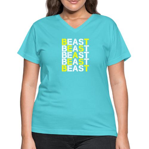 All Beast Bold distressed logo - Women's V-Neck T-Shirt