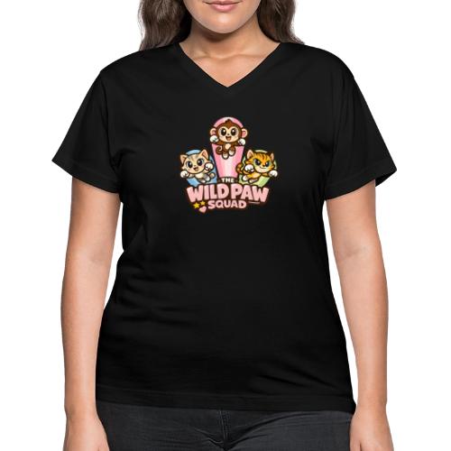Wild Paw Squad Cute Animal Friends - Women's V-Neck T-Shirt
