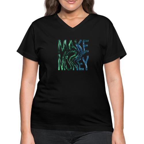 Make Money Neon 3D - Women's V-Neck T-Shirt