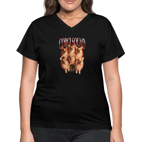 Corgi Squad Funny Dog Lover Vintage Shirt - Women's V-Neck T-Shirt