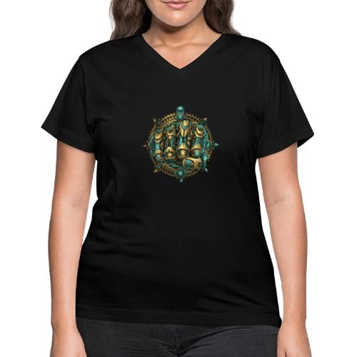 Cyberpunk Power Robot Hand - Women's V-Neck T-Shirt