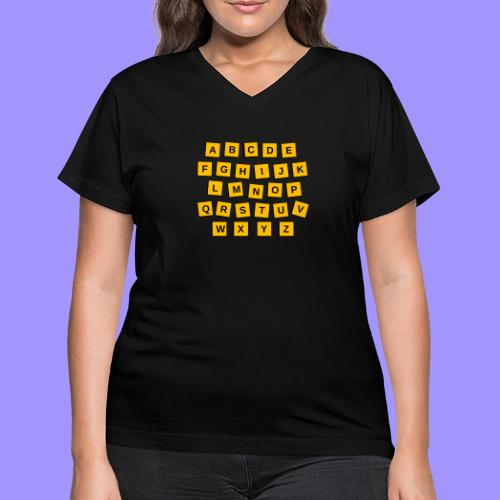 English 26 Alphabet Letters Put in Order - Women's V-Neck T-Shirt