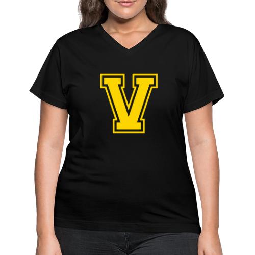 Letter V – Capital Athletic Alphabet Monogram - Women's V-Neck T-Shirt
