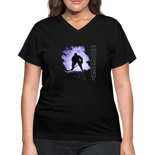 Hockey Charge - Women's V-Neck T-Shirt