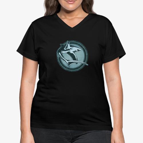 Wild Shark Grunge Animal - Women's V-Neck T-Shirt