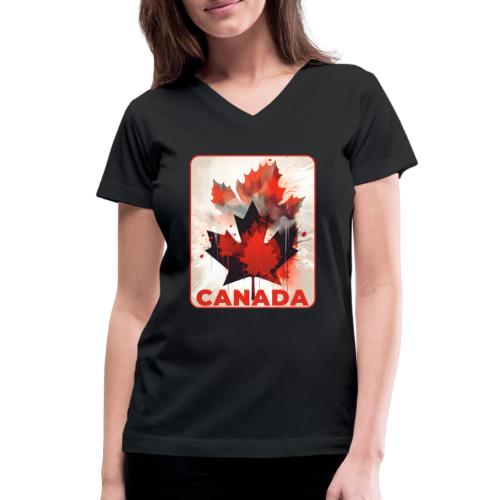 Canada Inked Leaf - Women's V-Neck T-Shirt