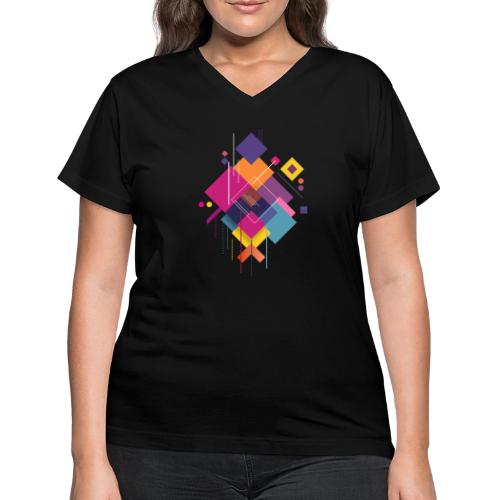 Vibrant Geometry - Women's V-Neck T-Shirt