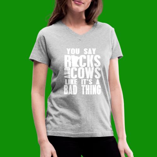 Rocks & Cows - Bad Thing - Women's V-Neck T-Shirt