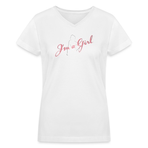 imagirl_pink_grey - Women's V-Neck T-Shirt