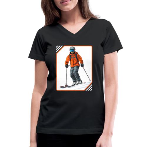 Skiing Thrill Ride - Women's V-Neck T-Shirt