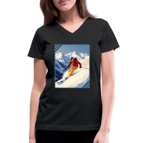 Mountain Skiing Vibes - Women's V-Neck T-Shirt
