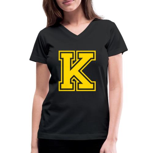 Letter k – Capital Athletic Alphabet Monogram - Women's V-Neck T-Shirt