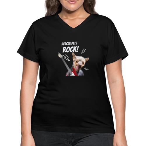 Rescue Pets Rock! - Women's V-Neck T-Shirt