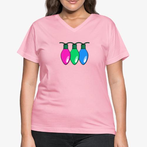 Polysexual Pride Christmas Lights - Women's V-Neck T-Shirt