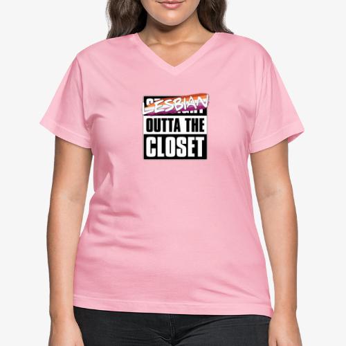 Lesbian Outta the Closet - Lesbian Pride - Women's V-Neck T-Shirt