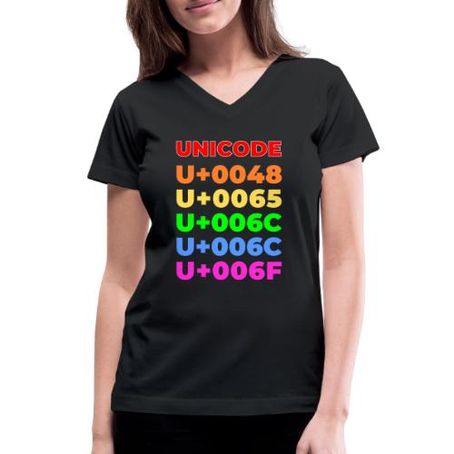 Hello, in unicode - Women's V-Neck T-Shirt