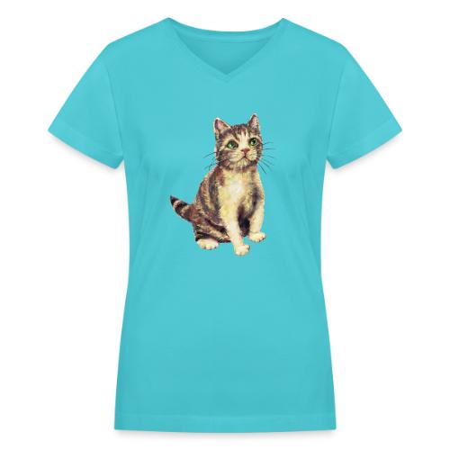 Cat - Women's V-Neck T-Shirt