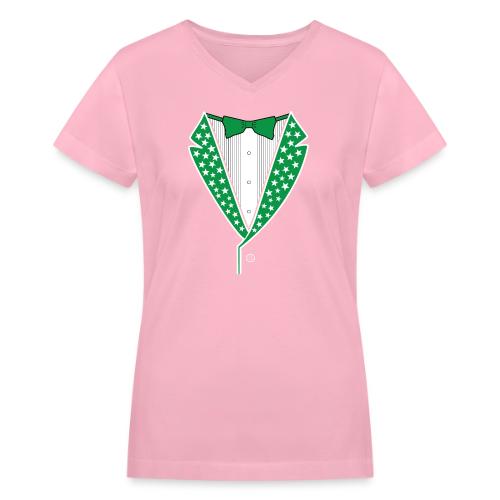 Star Tuxedo in Green PNG - Women's V-Neck T-Shirt