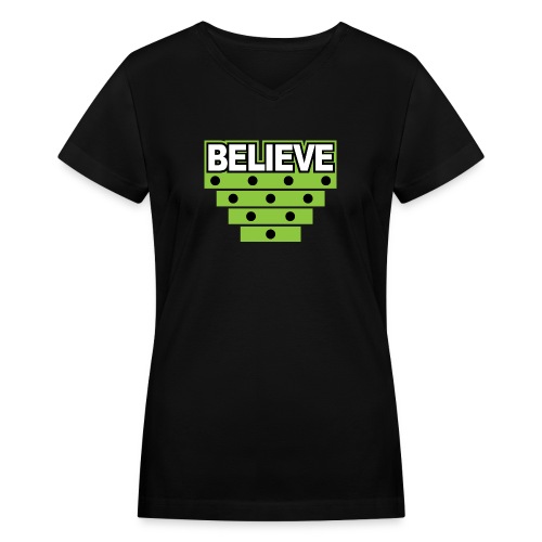 Believe Logo green - Women's V-Neck T-Shirt