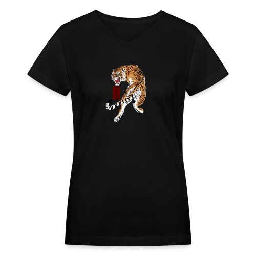 Beta12 / Japanese Tiger - Women's V-Neck T-Shirt