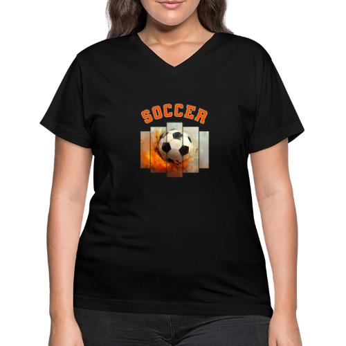 Soccer Iconic Touch - Women's V-Neck T-Shirt