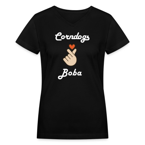Corndogs x Boba - Women's V-Neck T-Shirt