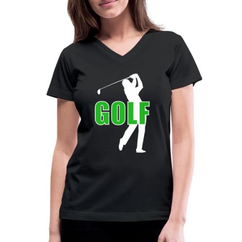 Golf: Classic Golf Motion - Women's V-Neck T-Shirt