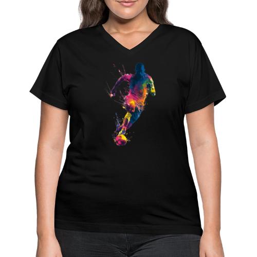 Soccer: Kick of Colors - Women's V-Neck T-Shirt