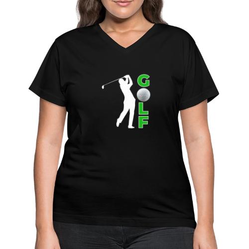 Golf: Classic Golf Motion - Women's V-Neck T-Shirt