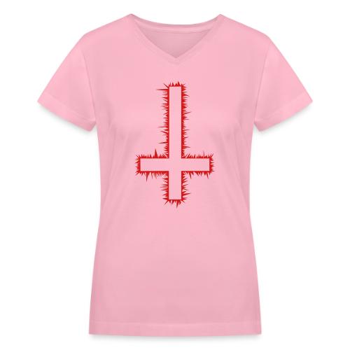 Inverted Cross - Women's V-Neck T-Shirt
