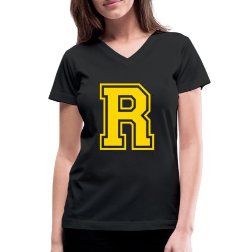 Letter R – Capital Athletic Alphabet Monogram - Women's V-Neck T-Shirt