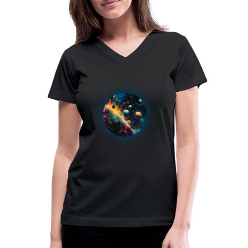 Painted Planetscape - Women's V-Neck T-Shirt