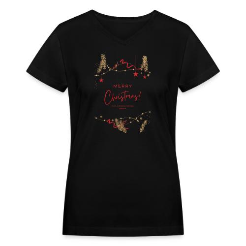 Merry Christmas Typography Design - Women's V-Neck T-Shirt