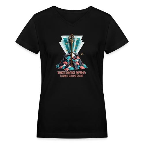 Remote Control Emperor T Shirt - Women's V-Neck T-Shirt
