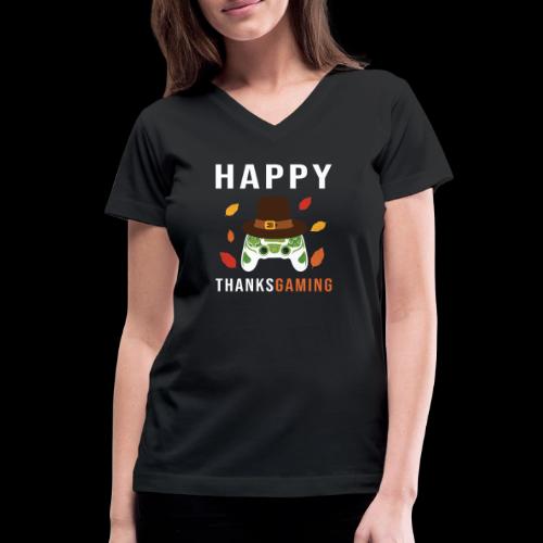 Happy ThanksGaming Pilgrim - Women's V-Neck T-Shirt