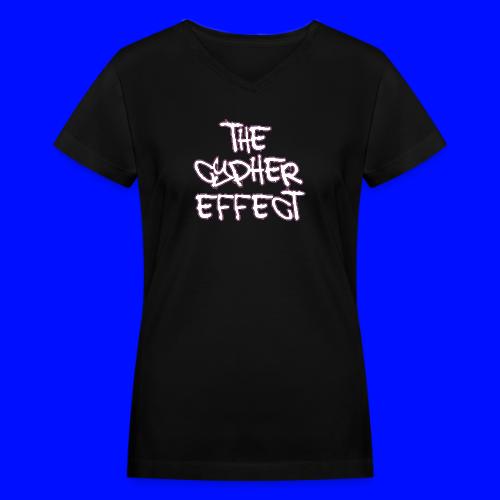pink outline tce2 png - Women's V-Neck T-Shirt