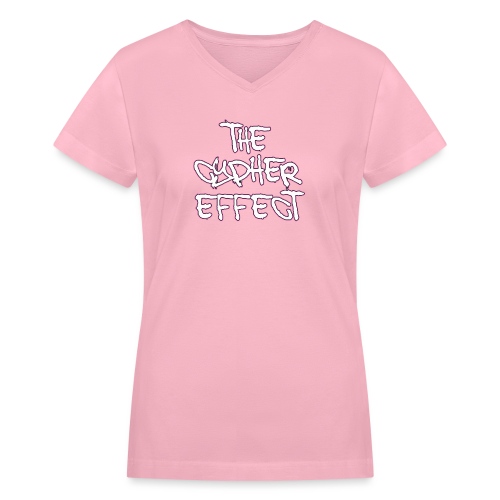 pink outline tce2 png - Women's V-Neck T-Shirt
