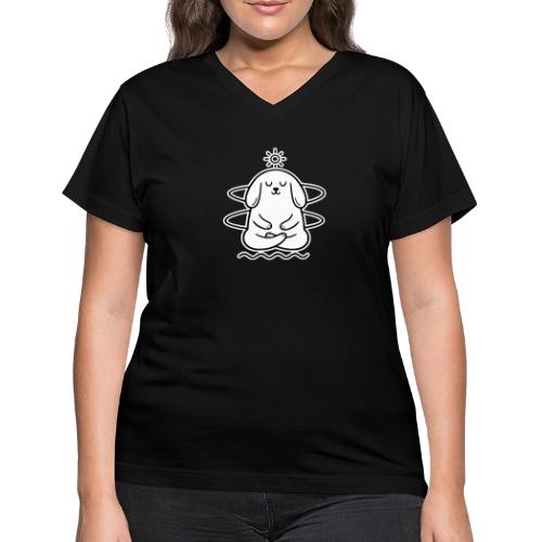 Cute Meditating Bunny Zen Yoga Animal - Women's V-Neck T-Shirt
