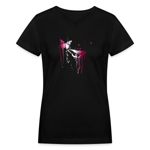Dripping Butterflies - Women's V-Neck T-Shirt