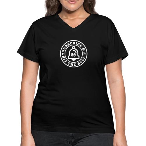 subscribe bell white - Women's V-Neck T-Shirt
