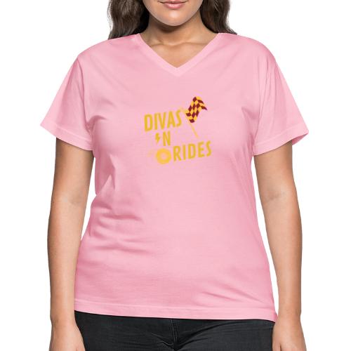 Divas-N-Rides Road Trip Graphics - Women's V-Neck T-Shirt