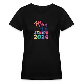 Mom Of A Senior 2024 - Women's V-Neck T-Shirt - black - Front - Julia (174cm)