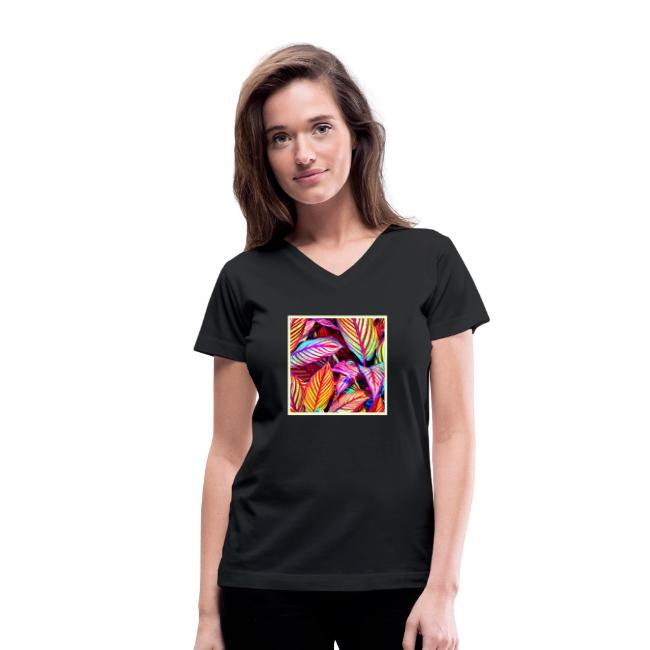 Striped Neon Leaves Design