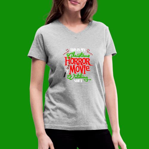 Christmas Horrow Movie Watching Shirt - Women's V-Neck T-Shirt