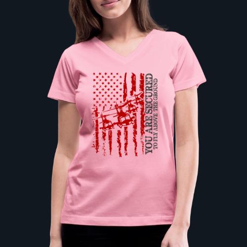 You are Secured To Fly Above The Ground - Women's V-Neck T-Shirt