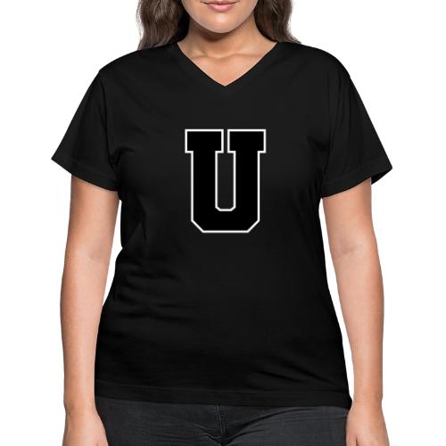 Varsity Letter U Collegiate Monogram - Women's V-Neck T-Shirt
