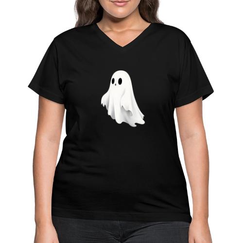 Cute Ghost Cartoon Design - Women's V-Neck T-Shirt